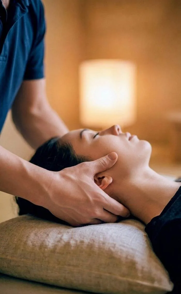 Japanese bodywork for the head and neck, in a calm room in Kyoto